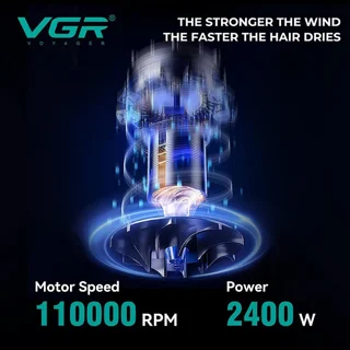 سشوار حرفه‌ای وی جی ار مدل VGR V-469 با توان 2400 وات، موتور BLDC، نمایشگر دیجیتال دما و س 101982890
