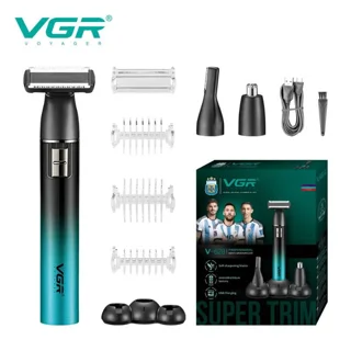 ست ماشین اصلاح موی صورت و بدن شارژی وی جی ار مدل V-628، صفر زن با تیغه‌های خودتیزشونده، دا 102059182