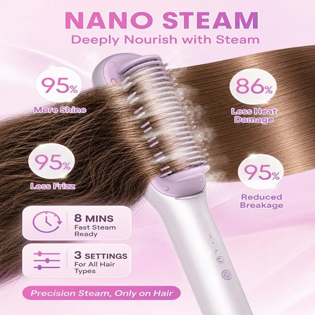 برس حرارتی بخاردار شیگلم مدل Hydra Shot Steam straightening brush Pro وزن 775 گرم با مخزن 101982850
