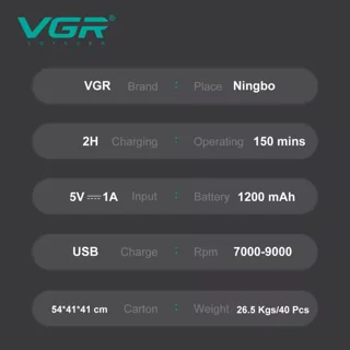 ماشین اصلاح موی سر و صورت شارژی وی جی ار مدل V-308 102058968