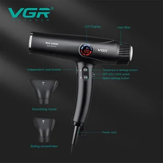 سشوار حرفه‌ای وی جی ار مدل VGR V-469 با توان 2400 وات، موتور BLDC، نمایشگر دیجیتال دما و س 101982891