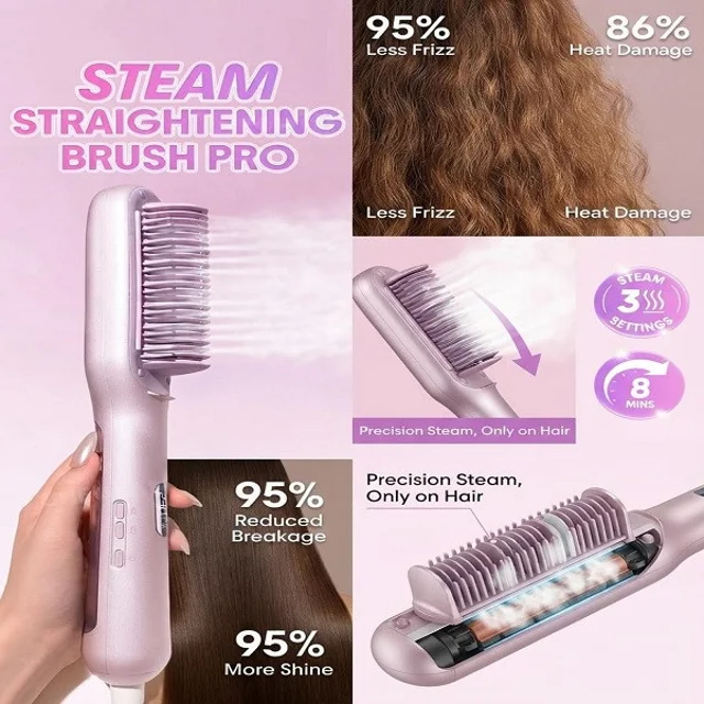برس حرارتی بخاردار شیگلم مدل Hydra Shot Steam straightening brush Pro وزن 775 گرم با مخزن 101982852