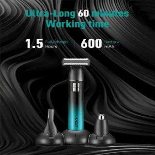 ست ماشین اصلاح موی صورت و بدن شارژی وی جی ار مدل V-628، صفر زن با تیغه‌های خودتیزشونده، دا 102059180