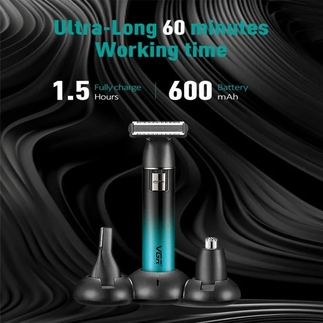 ست ماشین اصلاح موی صورت و بدن شارژی وی جی ار مدل V-628، صفر زن با تیغههای خودتیزشونده، دا 102059180