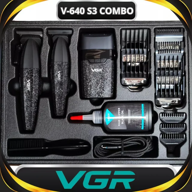 ماشین اصلاح موی سر و صورت شارژی وی جی ار مدل V-640 s3 مجموعه 3 عددی 102058992