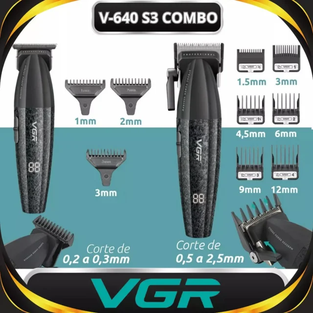 ماشین اصلاح موی سر و صورت شارژی وی جی ار مدل V-640 s3 مجموعه 3 عددی 102058991