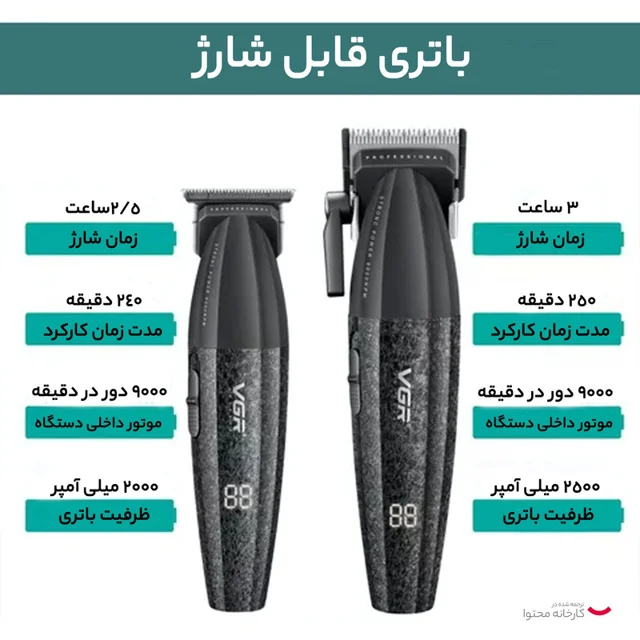 ست ماشین اصلاح موی سر و صورت وی جی ار مدل V-640 بسته 2 عددی 102058934