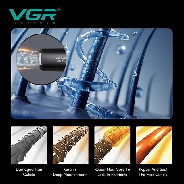 سشوار حرفه‌ای وی جی ار مدل VGR V-469 با توان 2400 وات، موتور BLDC، نمایشگر دیجیتال دما و س 101982889
